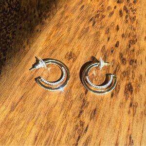 Swarovski Two-Tone Sparkling Layered Hoop Earrings | NEW